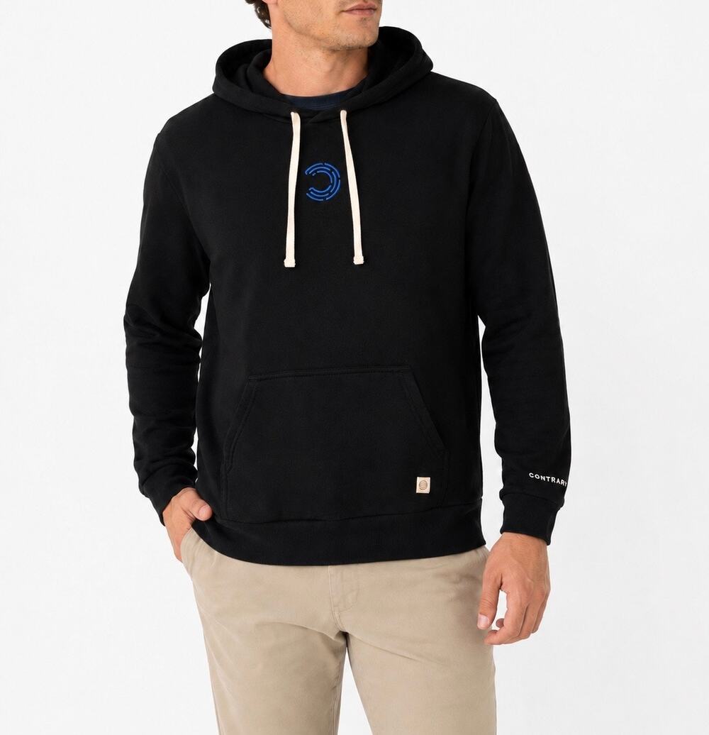 NWT Marine Layer x Contrary Pullover Hoodie Black Kangaroo Pocket Size M - Picture 1 of 14